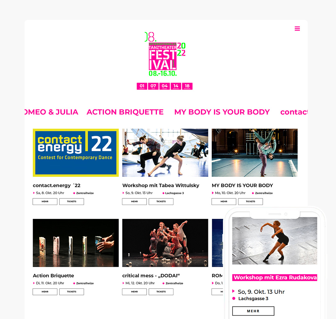 Webdesign für das Internationale Tanztheater-Festival in Erfurt