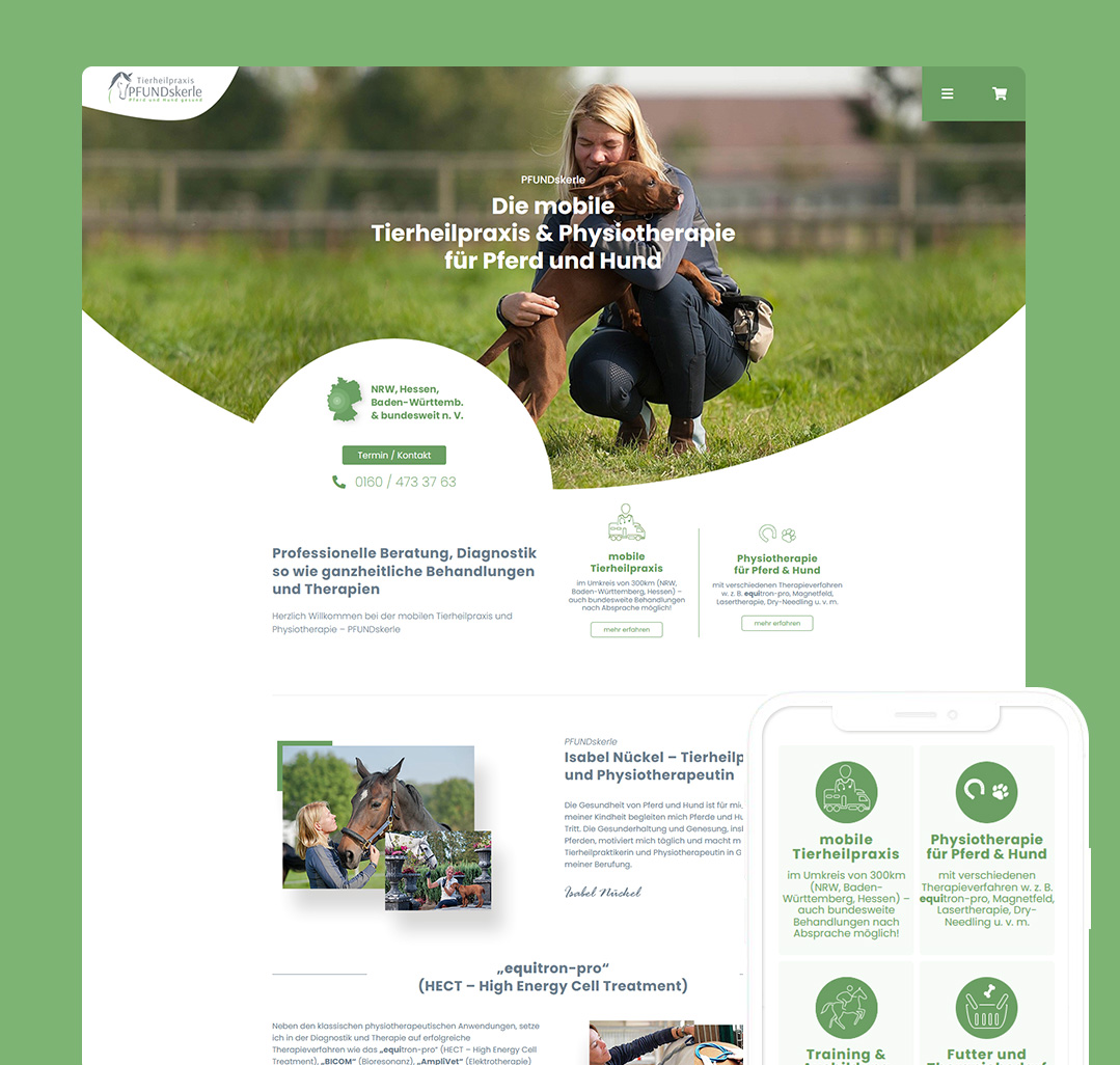Webdesign und Webshop für die Tierheilpraxis Pfundskerle